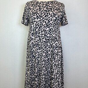 NWOT LuLaRoe Carly Animal Print Light Brown Black Hi-Lo Hem Front Pocket Dress S